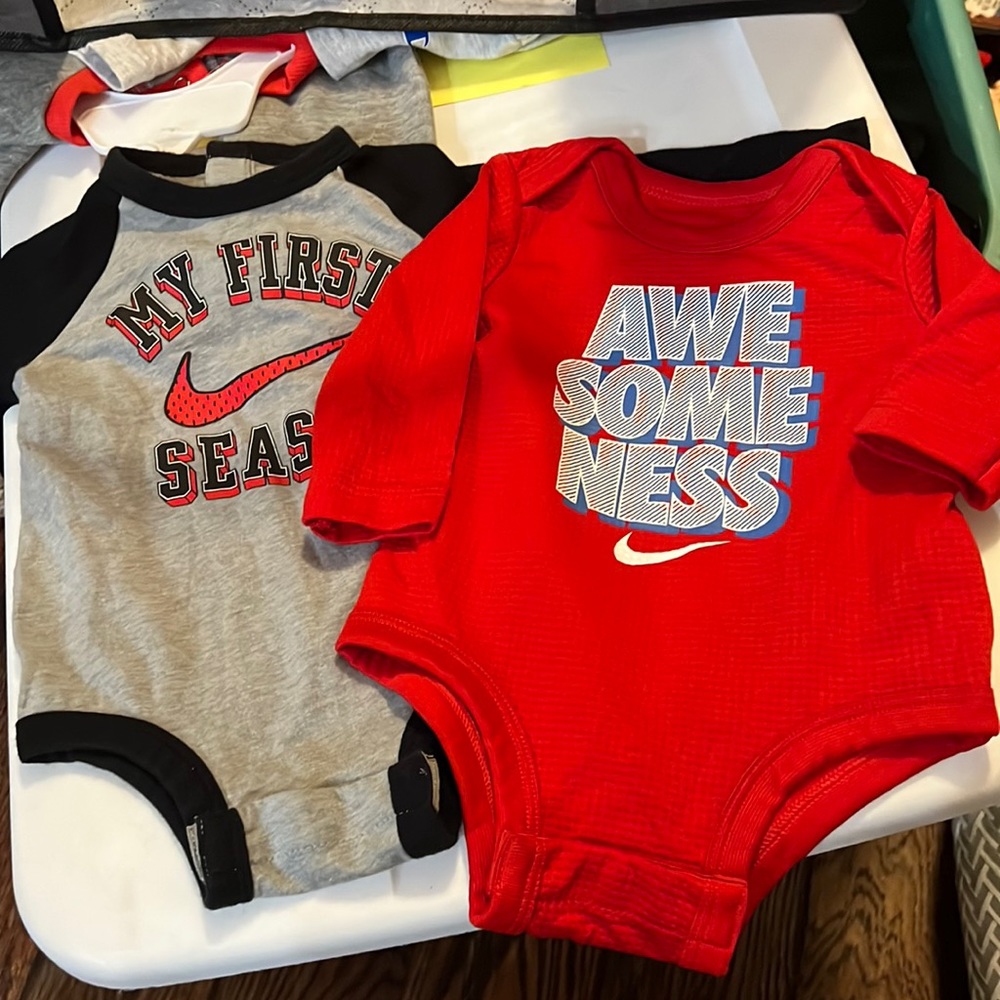 2 Nike long sleeve onesies 6 months